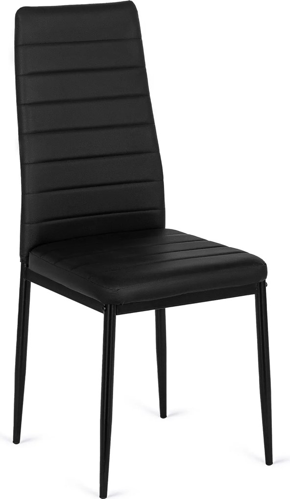 Krzesło Tapicerowane do Salonu NARIS Czarne Ekoskóra Nowoczesne Loft