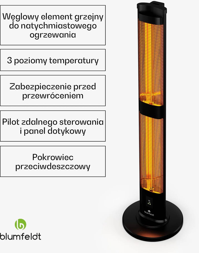 Blumfeldt BlazeTower 3000W Promiennik Podczerwieni Czarny