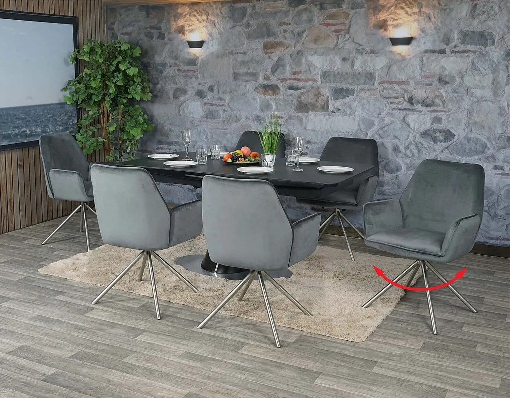 Krzesło do jadalni MCW-G67 (zestaw 6 sztuk),  ciemnoszary, stal nierdzewna