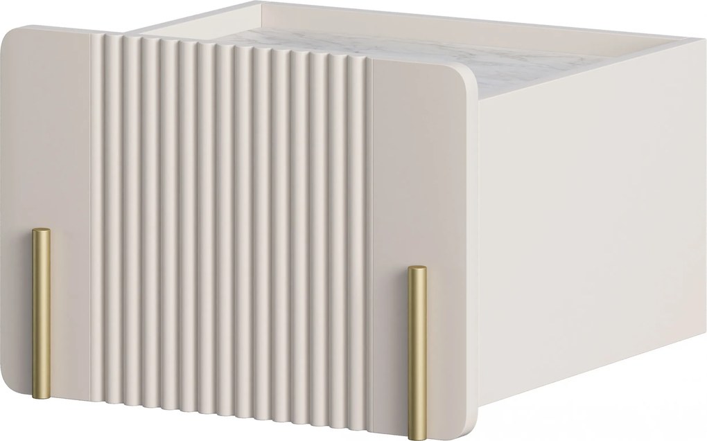 Szafka nocna Malmi 45 cm wisząca z szufladą - kaszmir / crema bianca / złoty