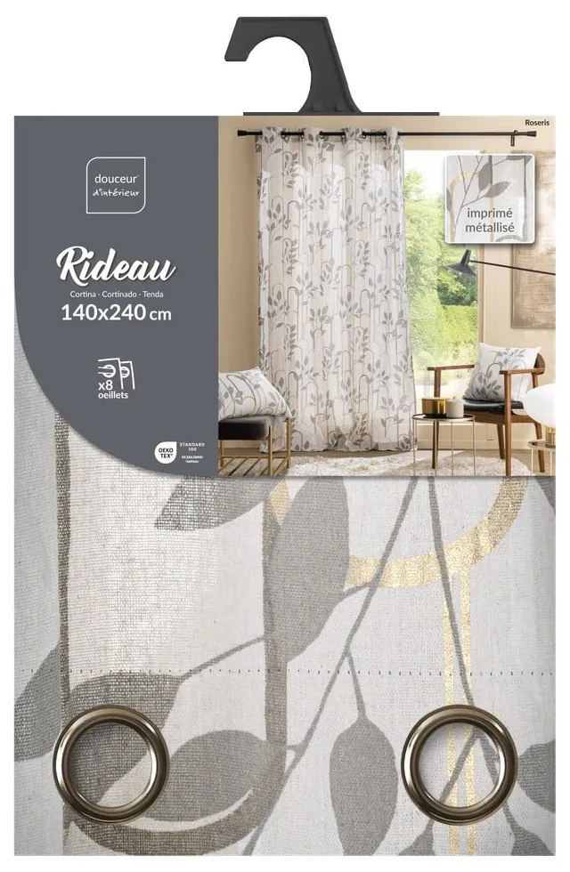 Szara zasłona 140x240 cm Roseris – douceur d'intérieur