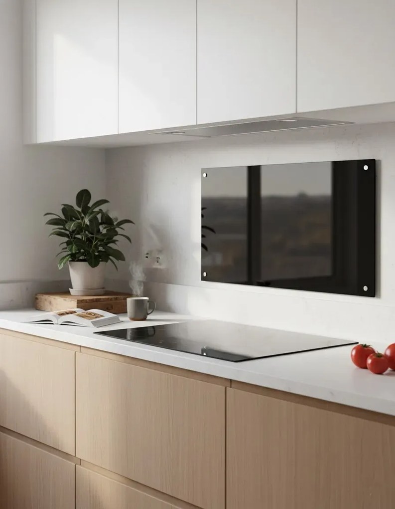 Szklany czarny panel ścienny do kuchni B5-G09