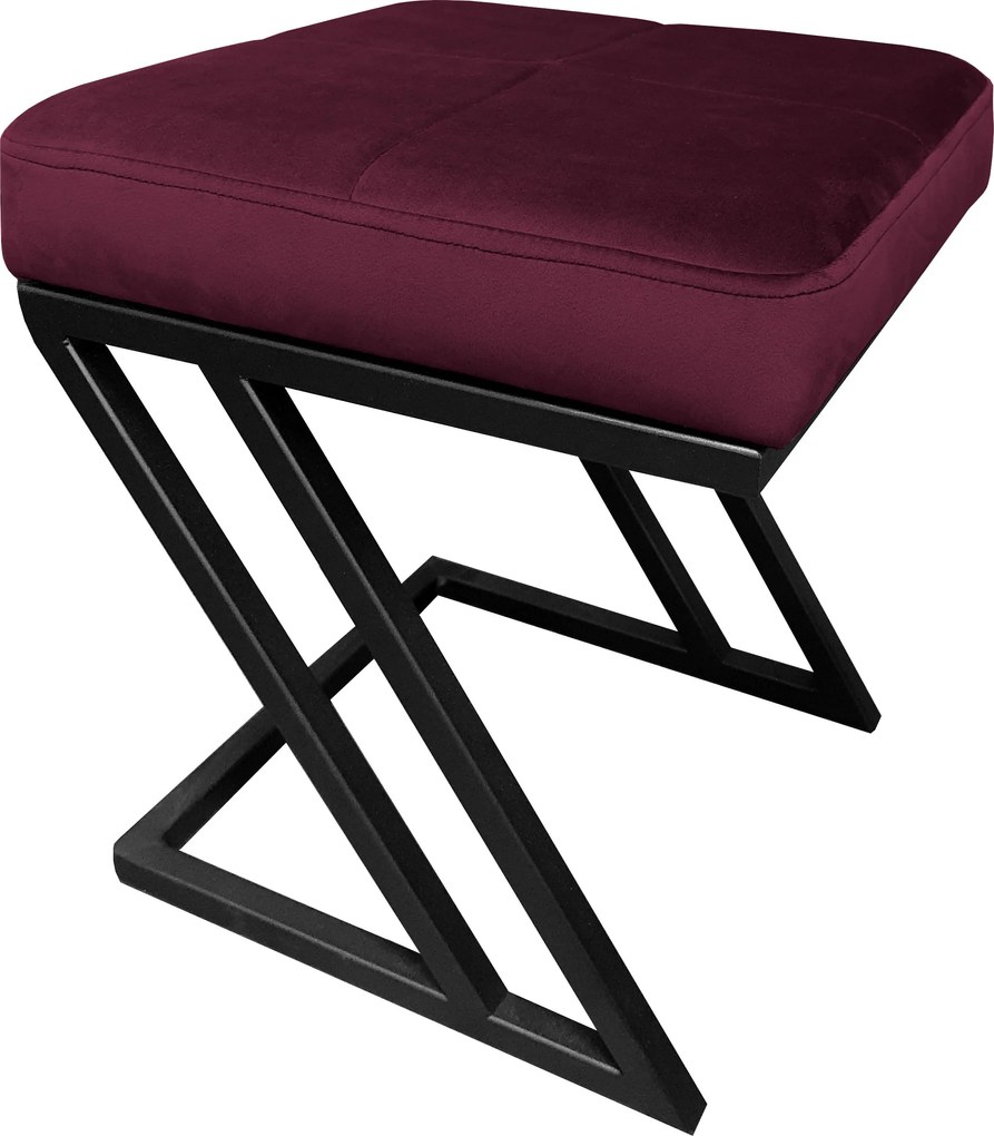 Pufa ZETA tkanina Welur loft ławka podnóżek metal : Kolor Stelaża - Czarny , Kolor tkaniny - VELVET - MG02, Typ tkaniny - Velvet