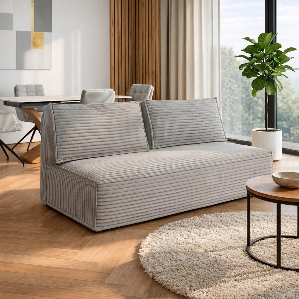 Sofa z Funkcją Spania MAVIA Szara Sztruksowa Nowoczesna