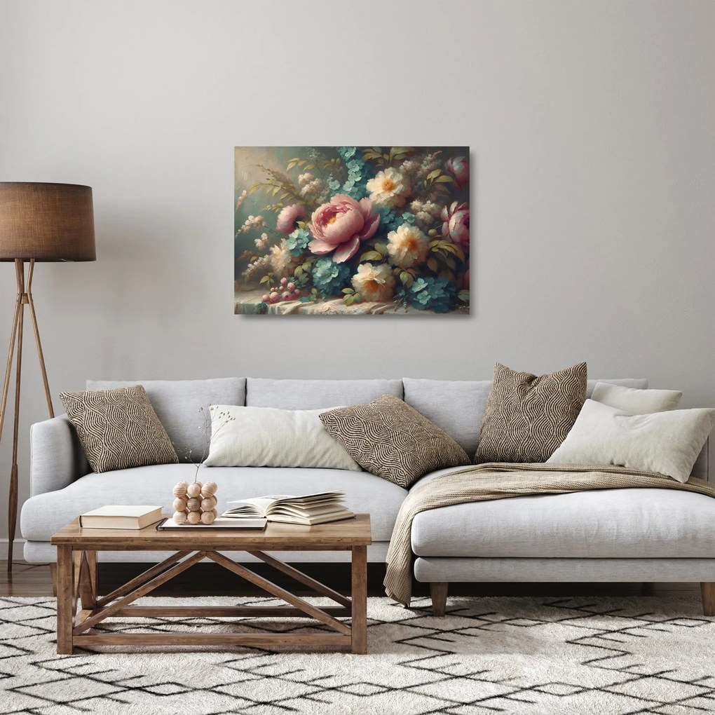 Obraz na szkle - Martwa natura z kwiatami - Obraz na szkle (70x50 cm)