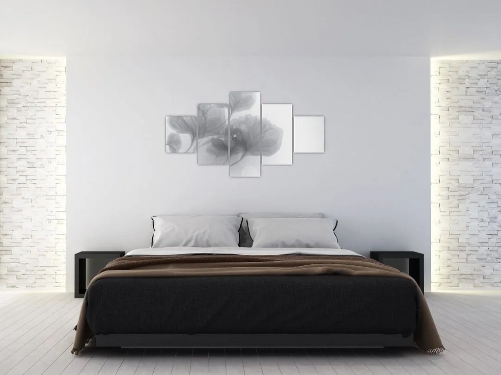 Obraz kwiatów w odcieniach szarości (125x70 cm)