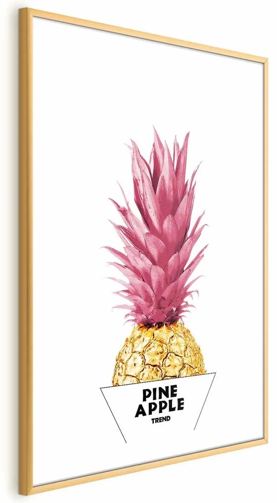 Plakat złotą ananas 21x30 cm z ramą złotą z marginesem ARTGEIST B