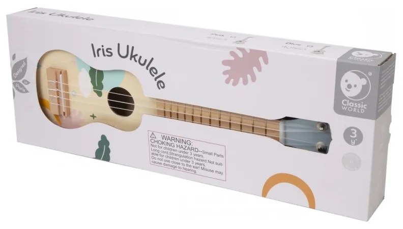 Classic world drewniane ukulele gitara dla dzieci niebieskie