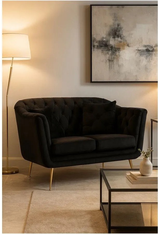 Czarna aksamitna sofa 130 cm Budapest – Mauro Ferretti