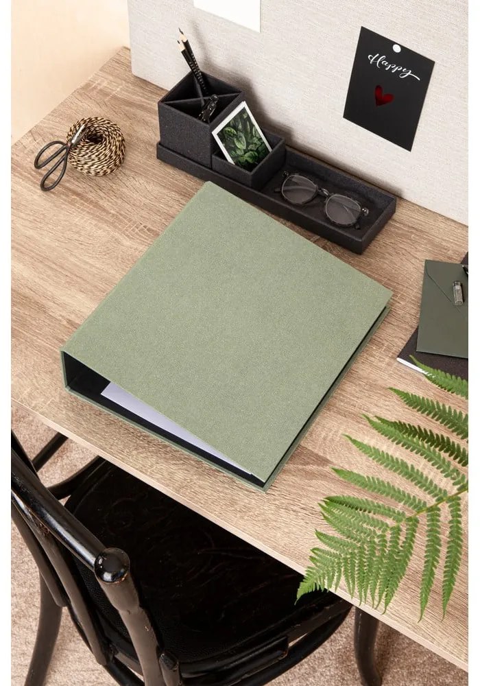 Zielony kartonowy organizer na dokumenty Archie Canvas Paper Laminate – Bigso