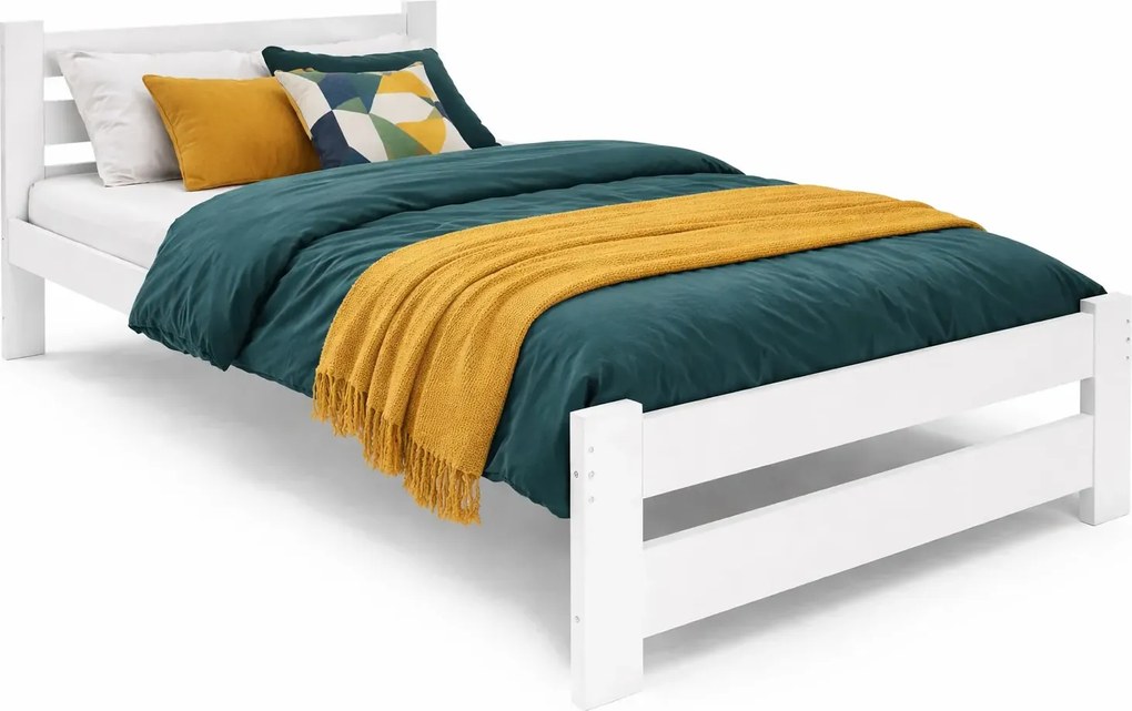 Białe Pojedyncze Łóżko W Stylu Skandynawskim 100X200 N2-A40