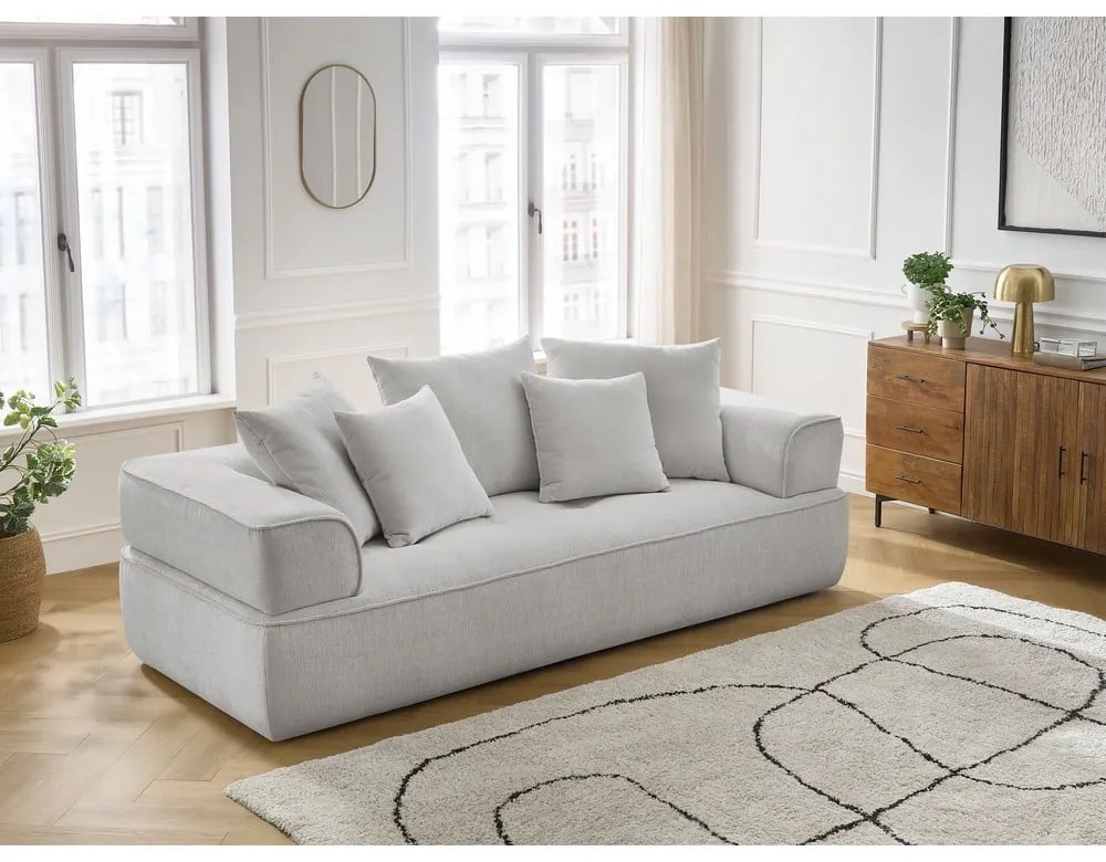 Jasnoszara sofa z tkaniny szenilowej 237 cm Whesley – Bobochic Paris