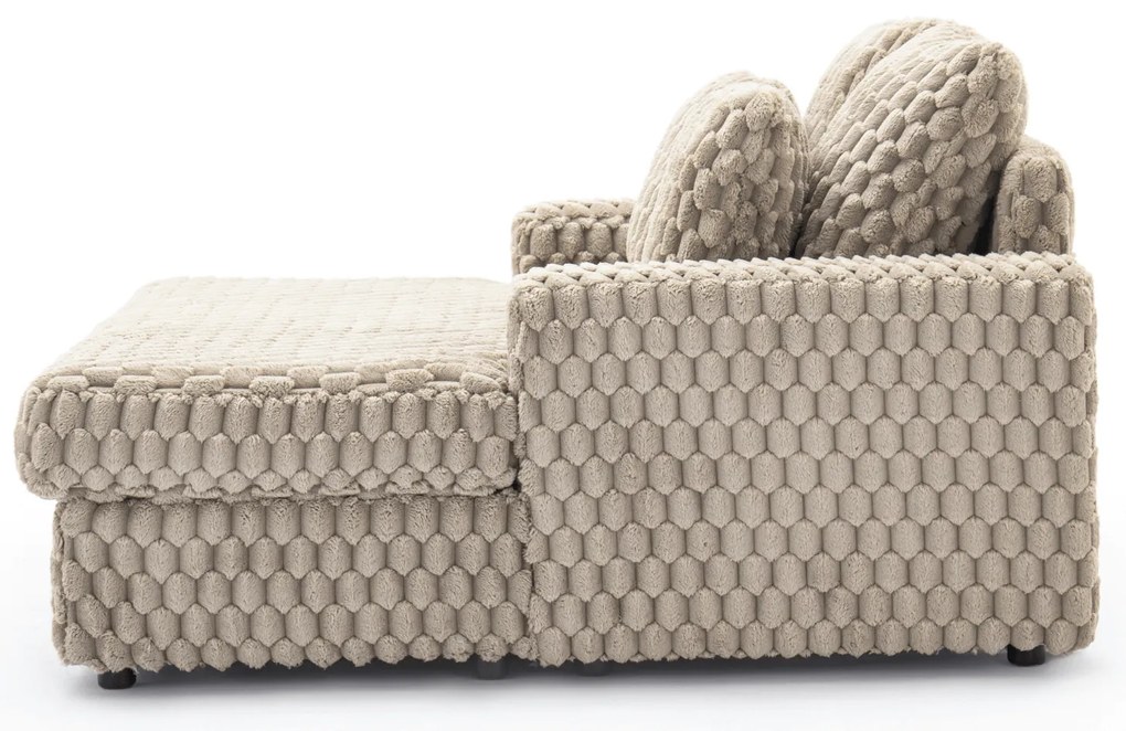 Fotel Wypoczynkowy Sofa KOBEL Beżowy Pluszowy Nowoczesny