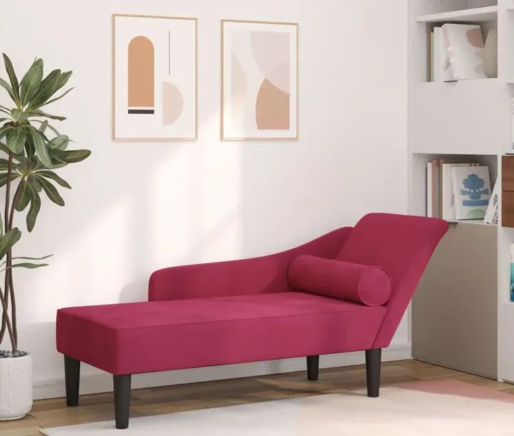 Bordowy leżanka szezlong na drewnianych nóżkach K9-L15