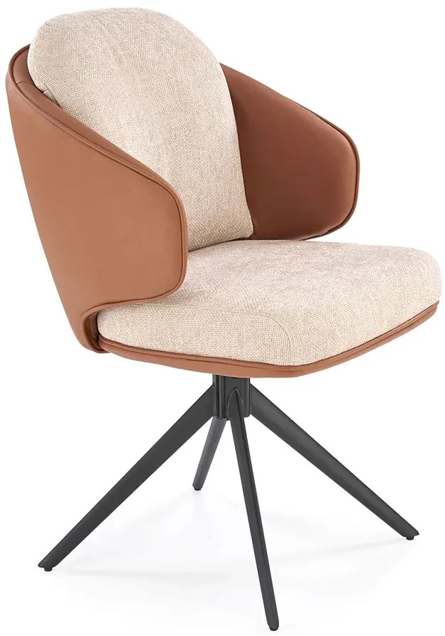 Skandynawski obrotowy fotel brązowo-beżowy R2-P37
