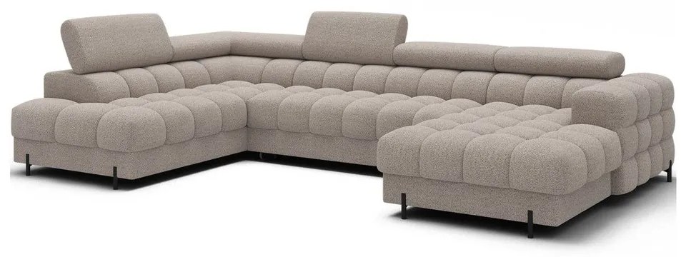 Beżowy rozkładany narożnik z materiału bouclé (lewostronny/w kształcie litery U) Feraria – ELTAP