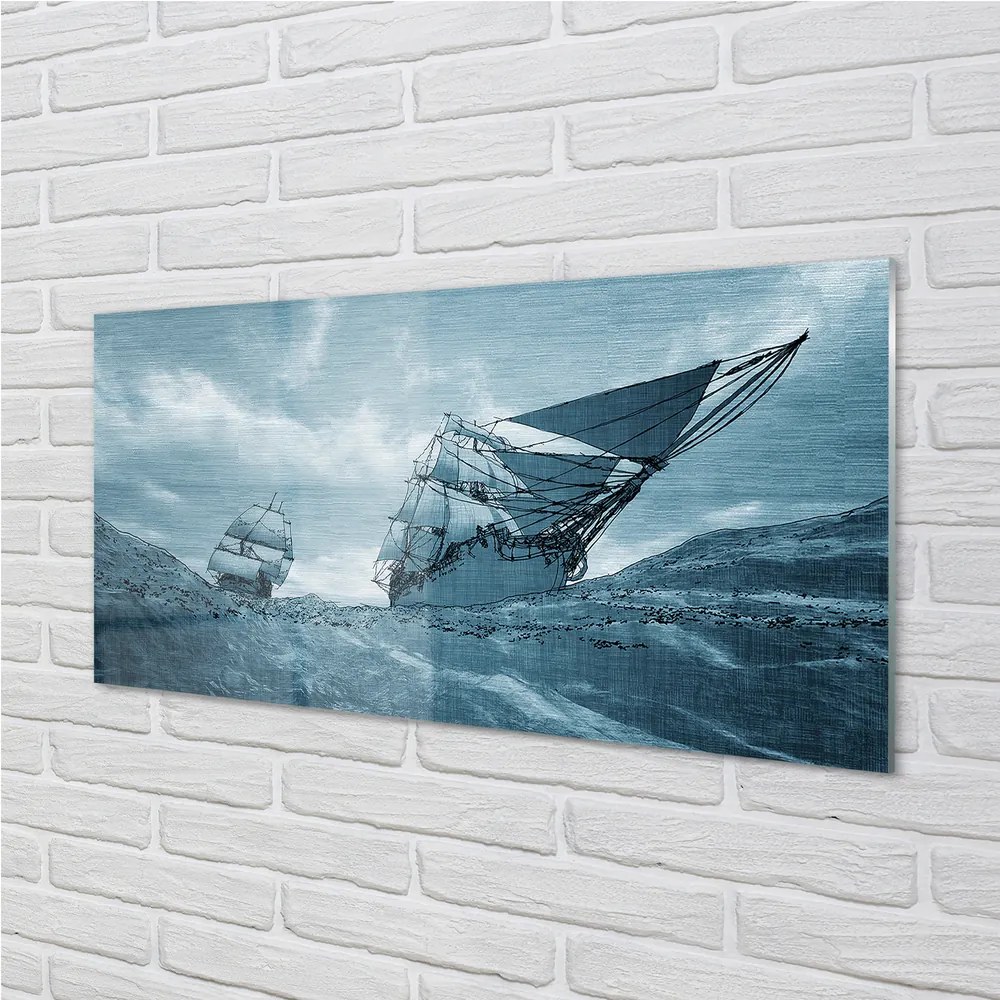 Szklany Panel Sztorm statek niebo morze