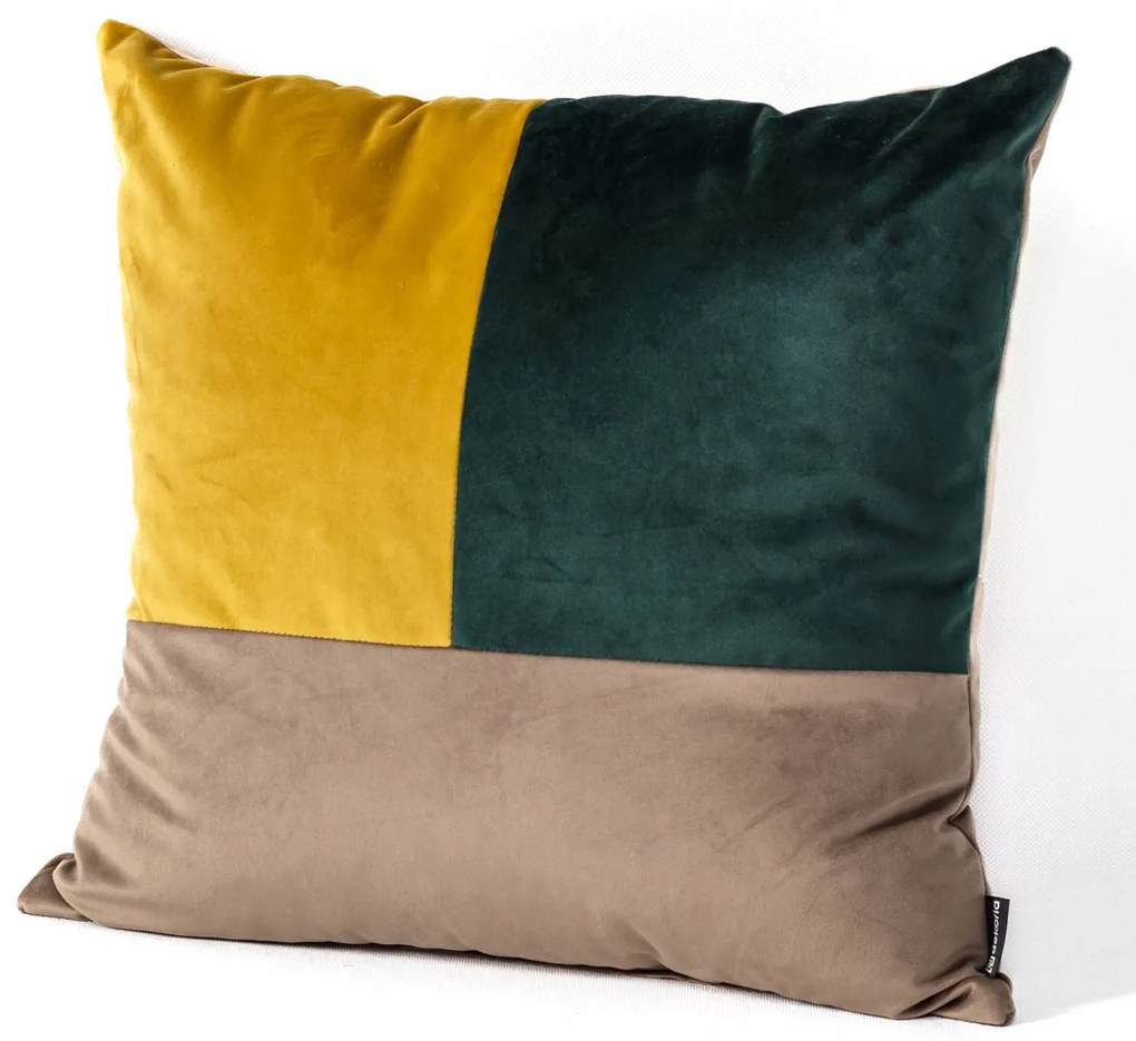 Poduszka Patchwork kwadratowa green yellow beige