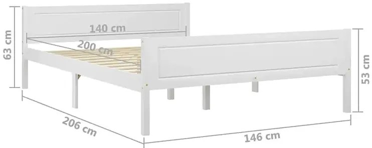 Białe dwuosobowe drewniane łóżko 140x200 W7-W74