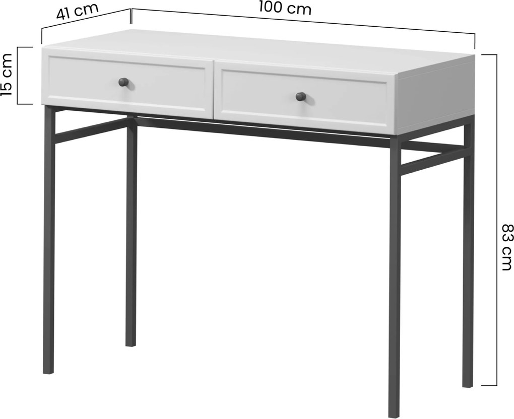 Toaletka Lorini 100 cm z szufladami - kaszmir / czarne uchwyty T-bar / stelaż