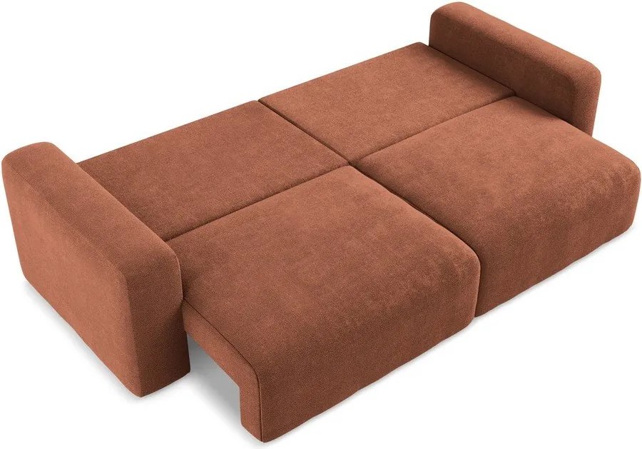 Rozkładana sofa ze schowkiem z tkaniny szenilowej w kolorze terakoty 252 cm Kona – Makamii