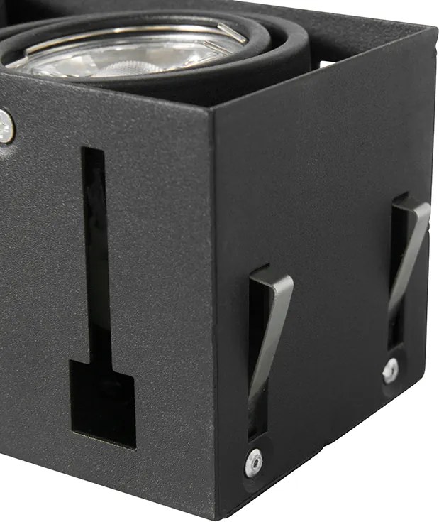 Wpuszczany reflektor czarny GU10 ściemniany, z możliwością regulacji kąta nachylenia i obrotu, bez obramowania, 2-światłowy - Oneon