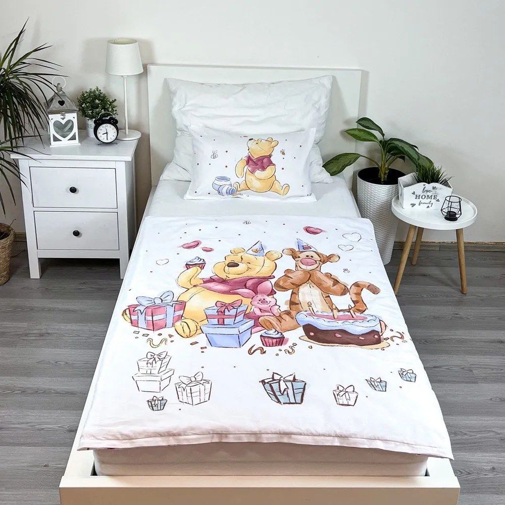 Biała bawełniana pościel dziecięca do łóżeczka 100x135 cm WTP "Birthday party" – Jerry Fabrics