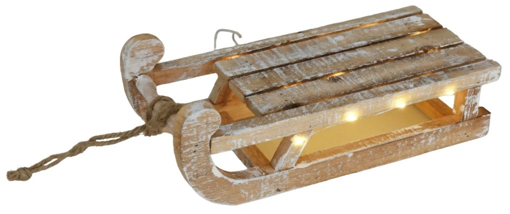 Świąteczna dekoracja drewniana z LED, sanie, 32 x 25 x 11 cm