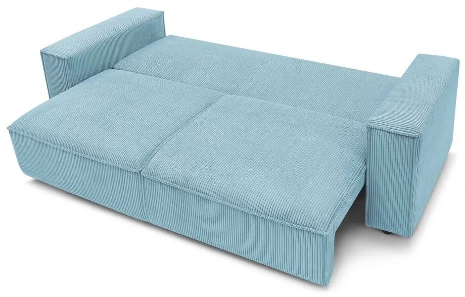 Miętowa sztruksowa rozkładana/ze schowkiem sofa 245 cm Nihad – Bobochic Paris