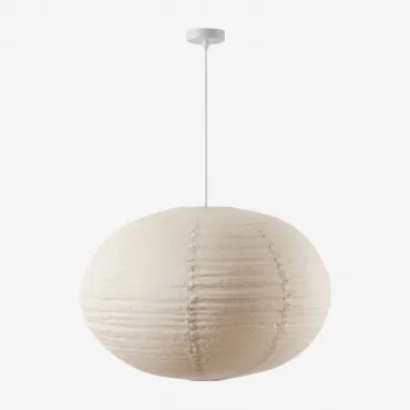 Lampa Sufitowa Wisząca Z Lnu Elijah Ø65 Cm - Sklum