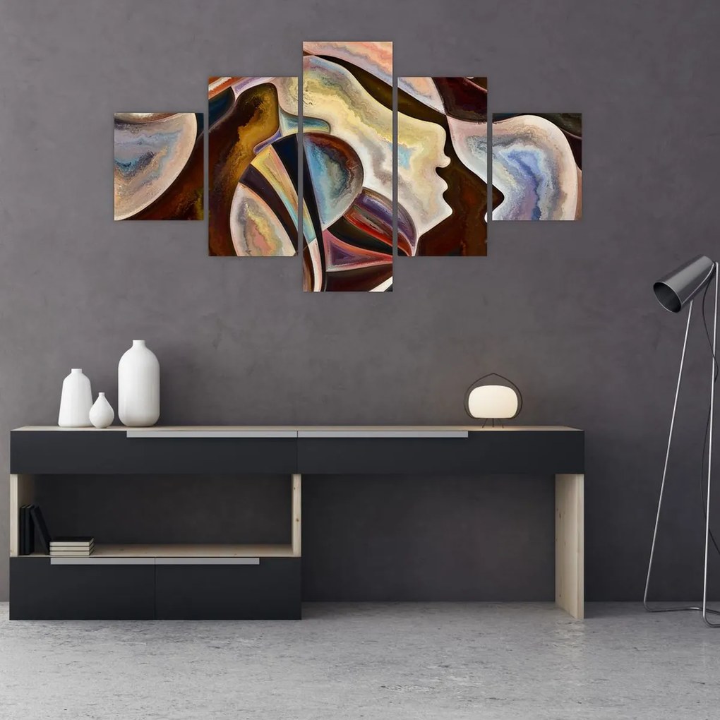 Obraz - Abstrakcja głów (125x70 cm)