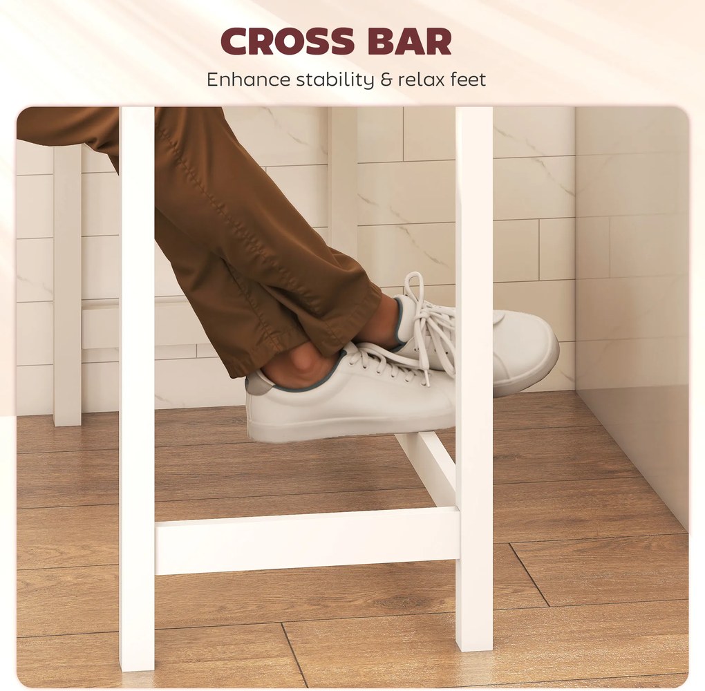 HOMCOM Stół Barowy, Dębowy, kompaktowy, dla 2 osób, Drewno Naturalne + Białe