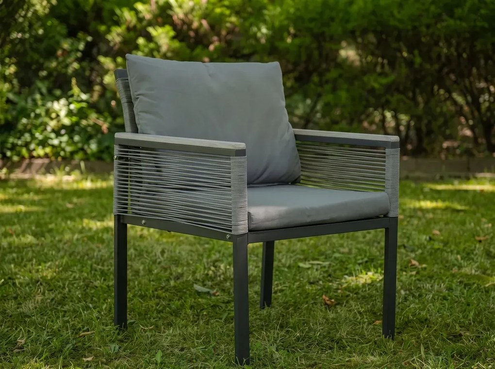 Krzesło Ogrodowe Aluminiowe z technorattanu CORTO szary