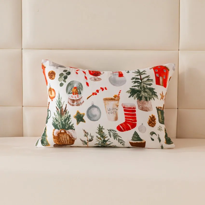 Poszewka na poduszkę z mikrofibry FESTIVE MAGIC 70x90 cm, biała