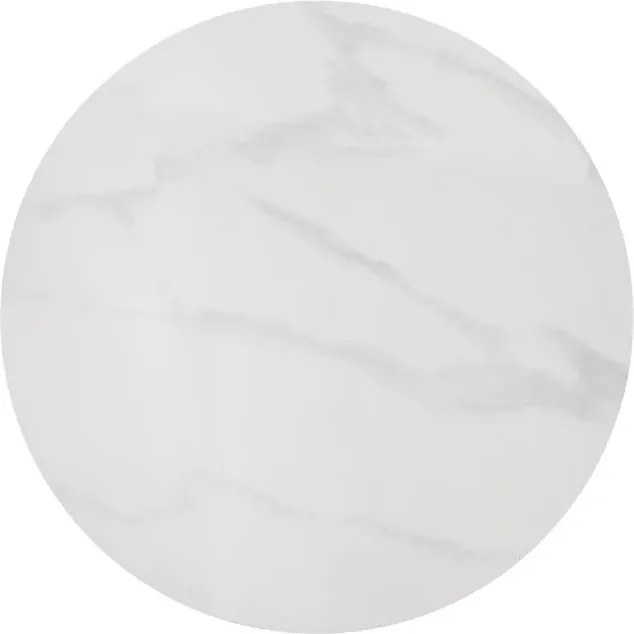 Stolik kawowy Natario z ceramicznym blatem w kolorze białego marmuru i złotą metalową podstawą