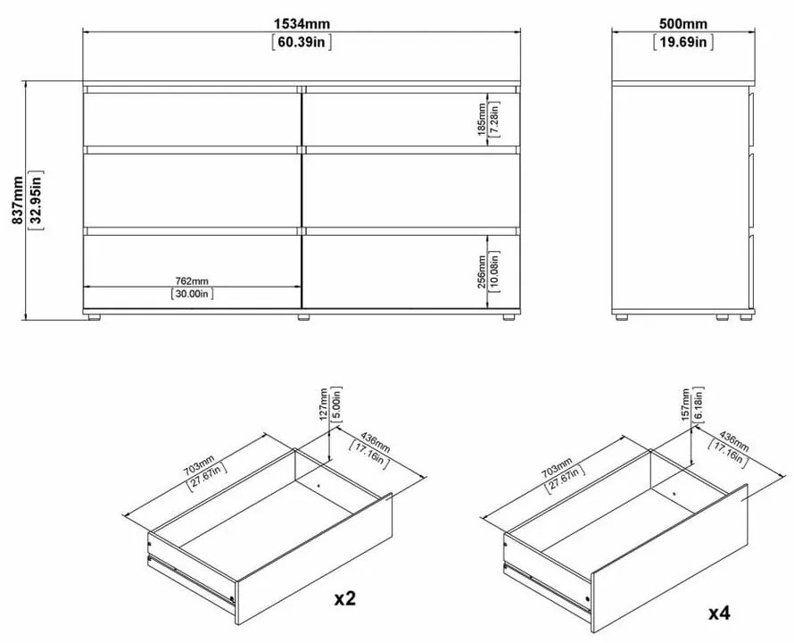 Biała niska komoda 153x84 cm Nova – Tvilum