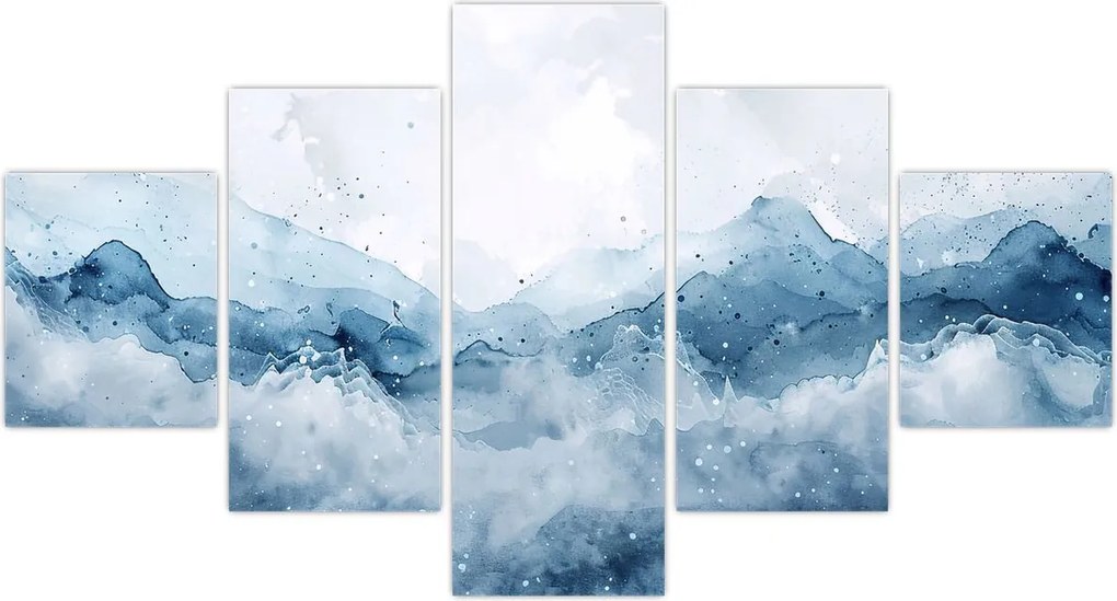 Obraz - Chmury i fale, akwarela (125x70 cm)