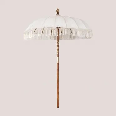 Parasol Ø186 Cm Z Tkaniny Orongo I Drewna Gardenia Biel - Sklum