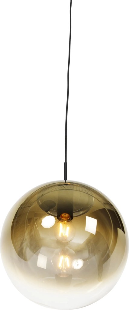 Lampa wisząca w stylu art deco czarna ze złotym szkłem 33 cm - Pallon
