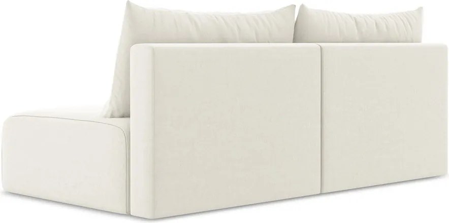 Kremowa aksamitna rozkładana/ze schowkiem sofa 216 cm Kalena – Makamii