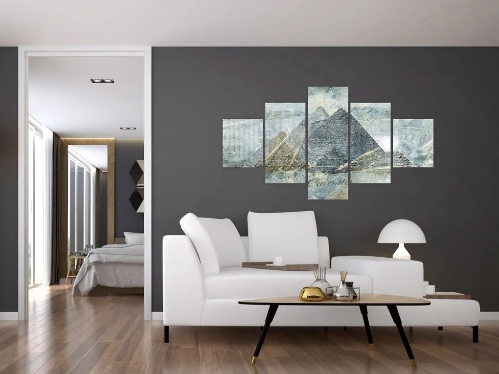 Obraz - Piramidy w niebieskim filtrze (125x70 cm)
