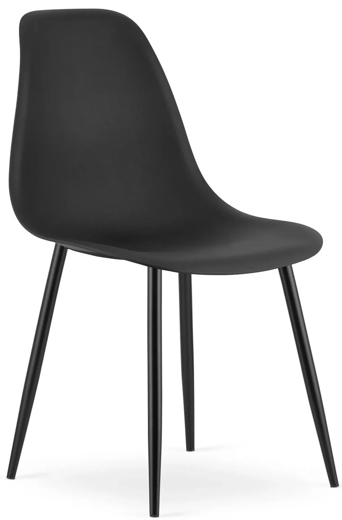 Okrągły nowoczesny stół z 4 czarnymi krzesłami  R8-N21