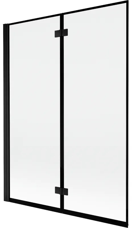 Mexen Mist parawan nawannowy 2-skrzydłowy lewy 130 x 150 cm, czarna ramka, czarny - 8A9-130-002-70-70-L