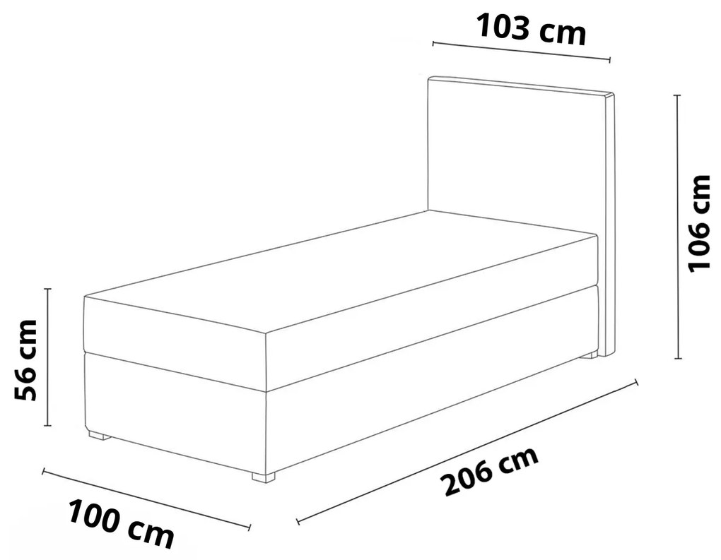 Nowoczesne jednoosobowe łóżko z wygodnym materacem - BRUNO 100 cm, czarne Cosmic 100, strona lewa
