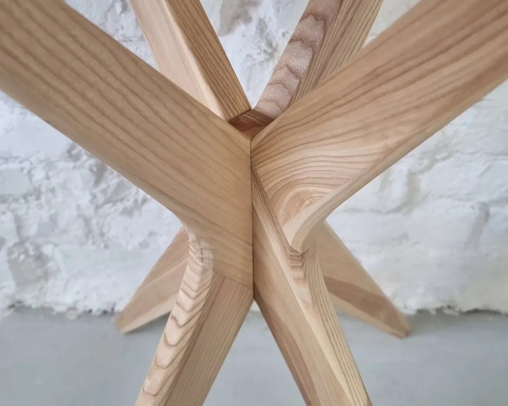 Stół półokrągły CUTTI 90x90 rozkładany kremowy/jesion RAGABA