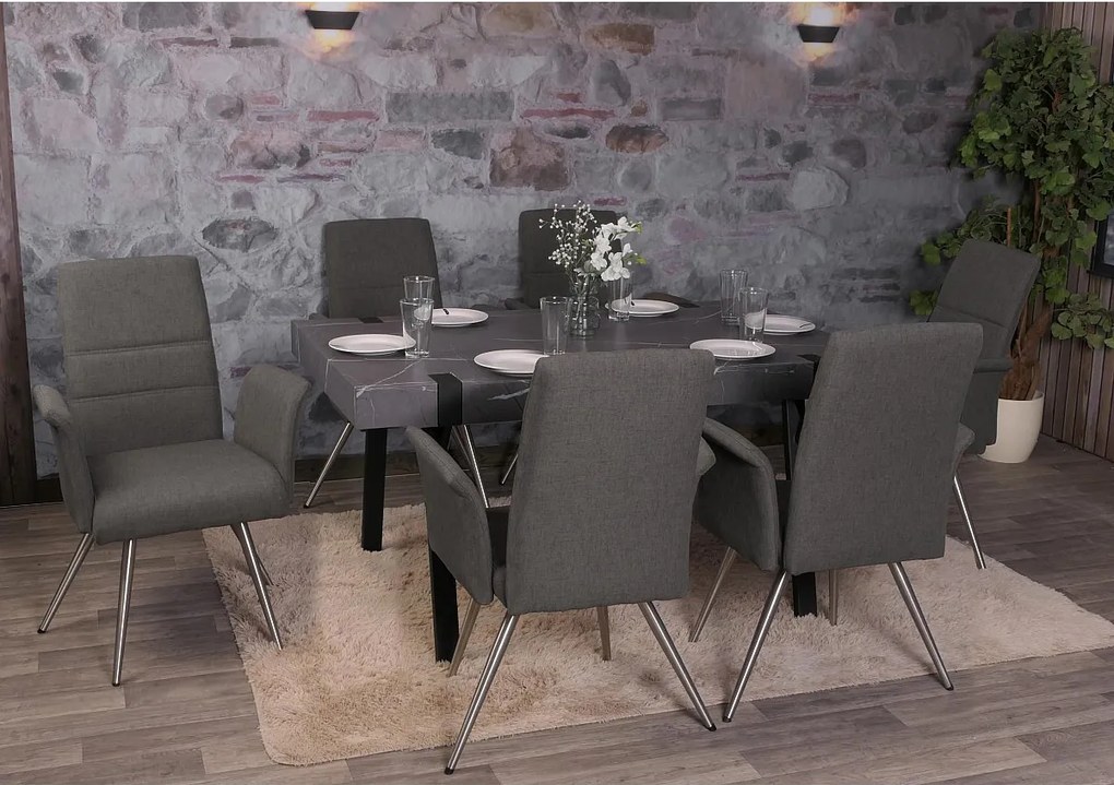 Krzesło do jadalni MCW-G55 (zestaw 6 sztuk),  szaro-brązowy