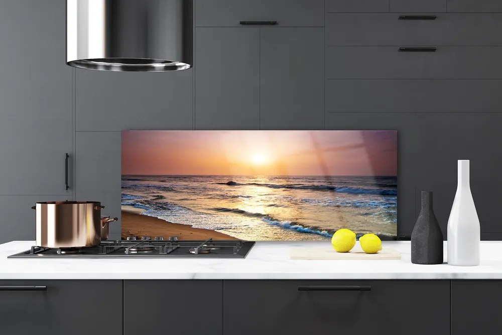 Dekor Szklany do Kuchni Słoneczny Dzień Na Złotej Plaży