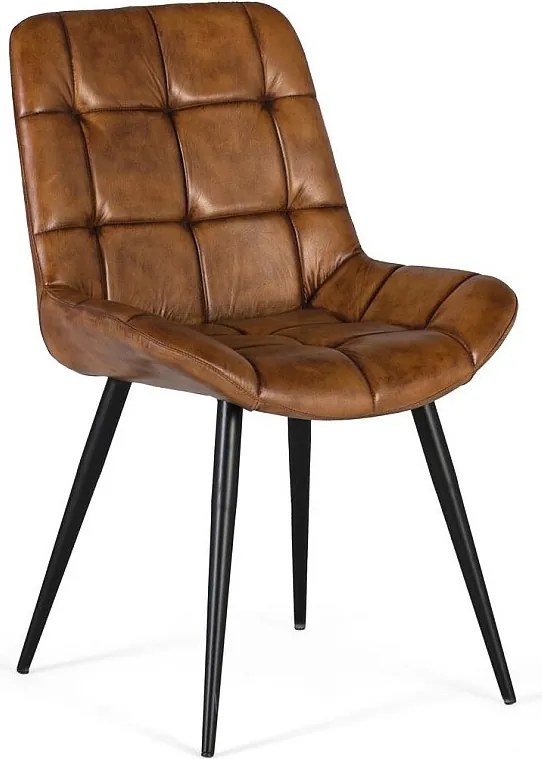 Tapicerowana leżanka z naturalnej brązowej skóry