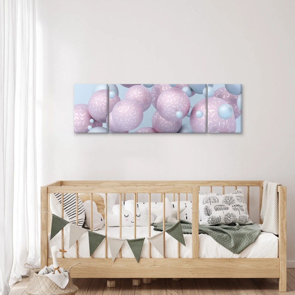 Malarstwo abstrakcyjne - Pastelowe kule (170x50 cm)