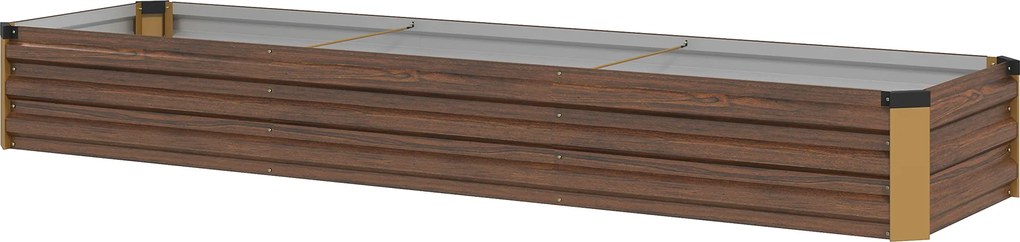 Outsunny Donica ogrodowa na zioła, odporna na warunki atmosferyczne, otwarte dno, 240 x 60 x 30 cm, Ciemnobrązowa